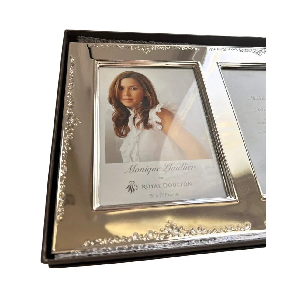 Monique Lhuillier For Royal Doulton Silver-Plated 5x7 Double Photo Frame
